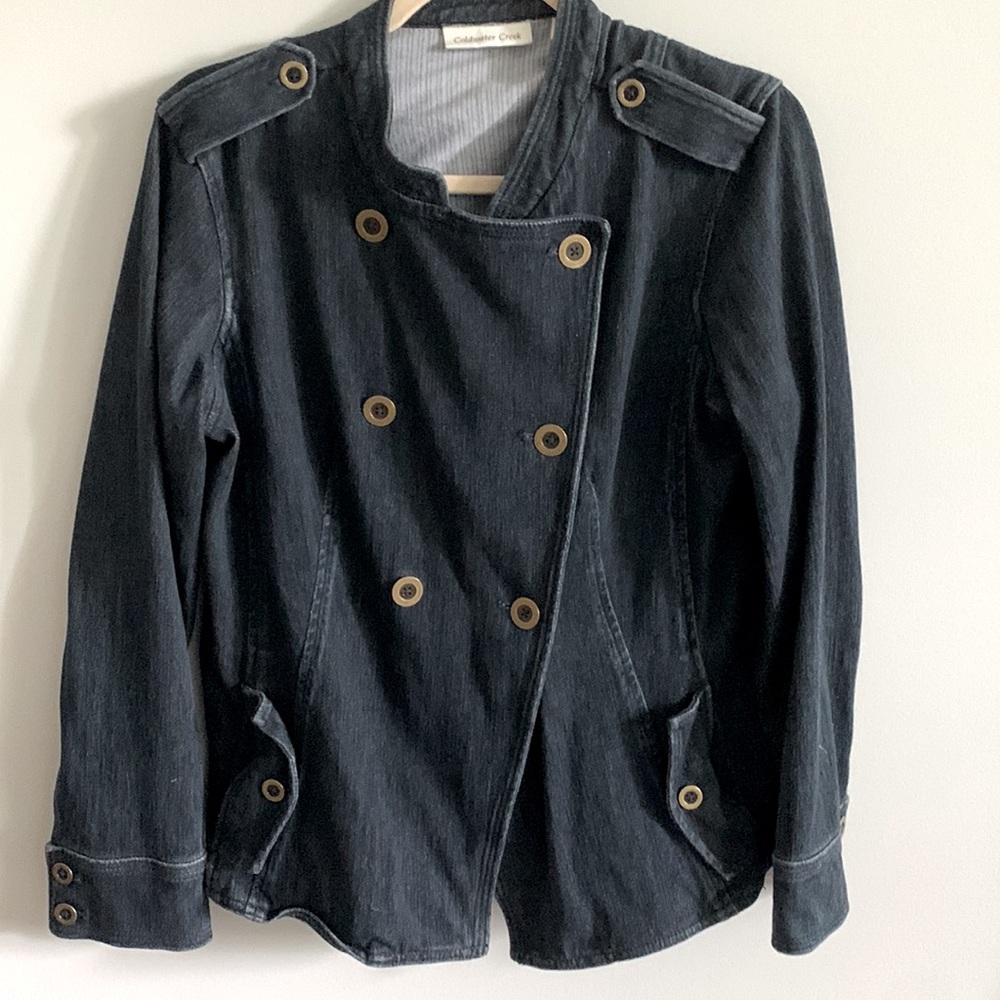 Coldwater Creek Double Breasted Denim Jean Jacket Small